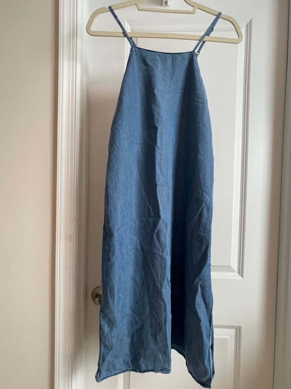 Light Blue Denim Tank Dress with Adjustable Straps